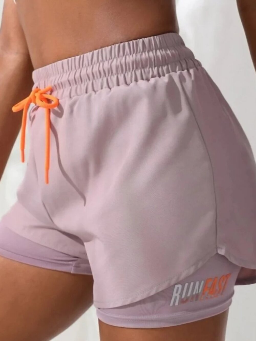 Shein Pastel Lilac-Mauve Running Breathable 2 in 1 Graphic Sports Shorts. M (6)